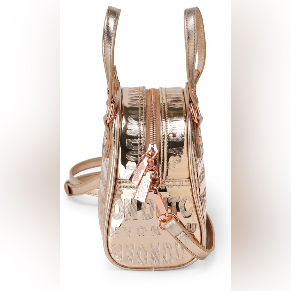 VON DUTCH ROSE GOLD REFLECTIVE BOWLING BAG NWT - Picture 3 of 7